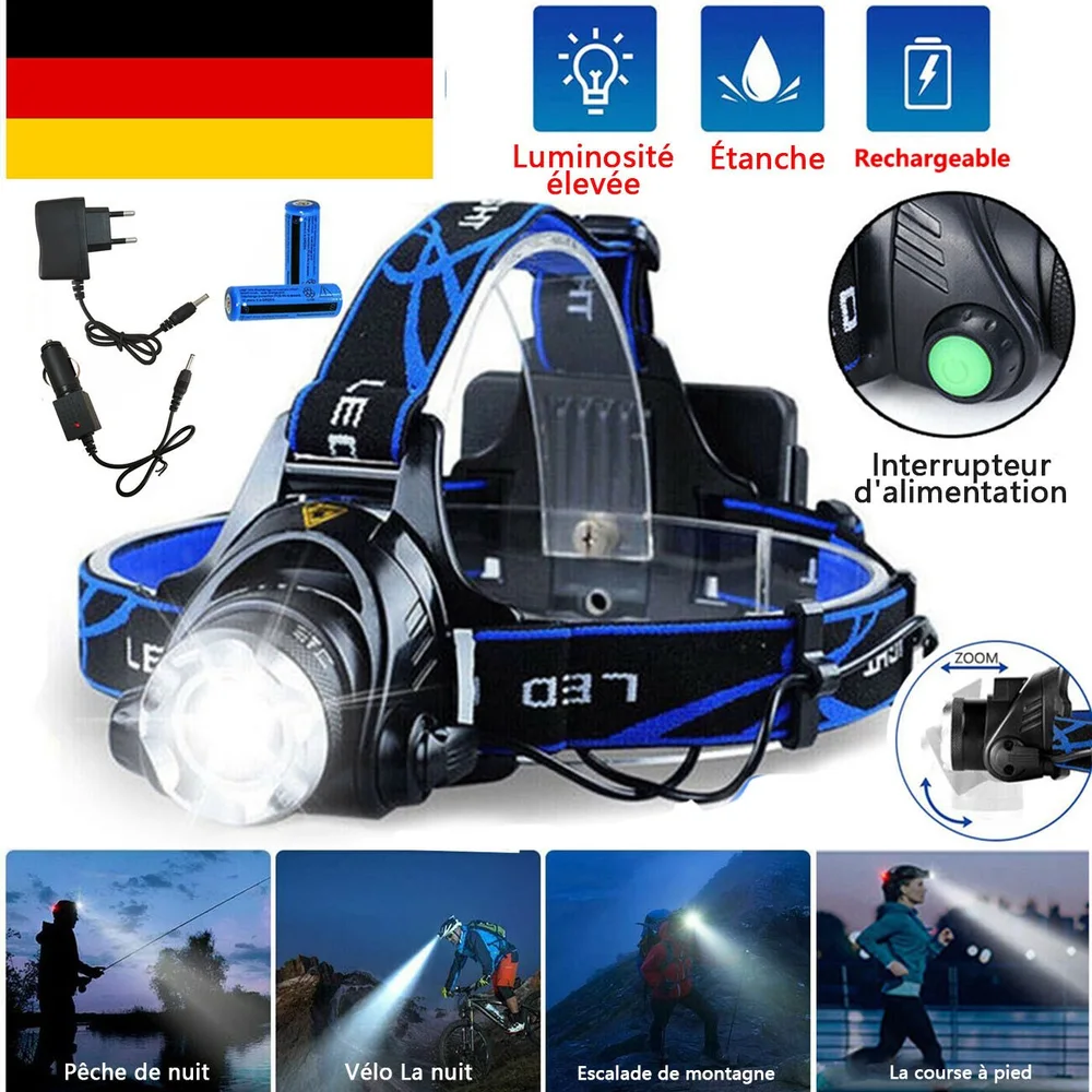 Wiederaufladbare LED-Stirnlampe mit Zoom für Garage, Keller und Outdoor